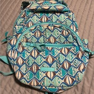 Vera Bradley Teal and Cream Go Fish Backpack